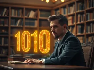 Kobieta zamyślona nad eteryczną projekcją liczby 0505, symbolizującą duchowe znaczenie tej sekwencji w numerologii.